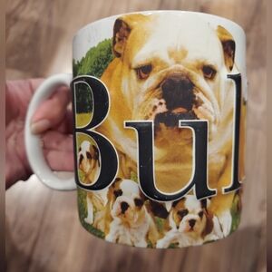 BULLDOG Coffe/Tea Ceramic 22oz Mug~AMERICAWARE~Embossed Letters - Color DOG Pics